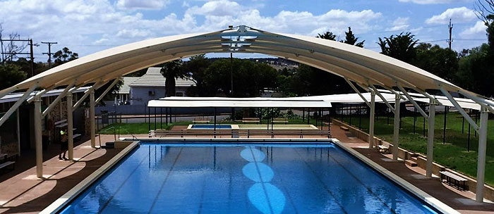commercial aquatic tensile structure building