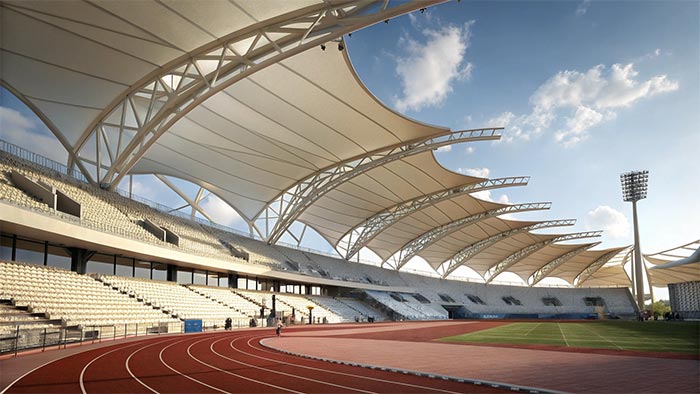 tensile membrane structure for athletics field