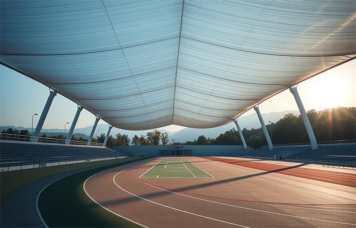tensile membrane structure for athletics field