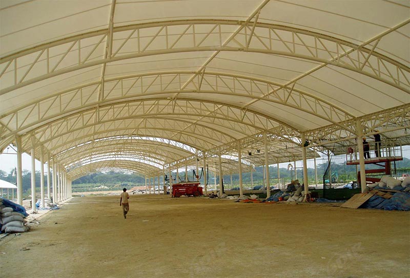 PVC fabric roof storage building