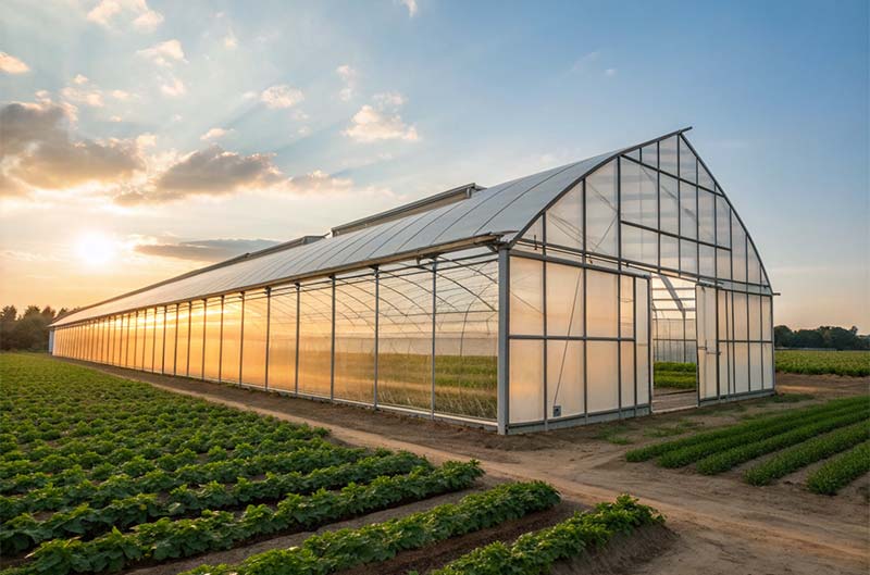 Tensile fabric structure greenhouse